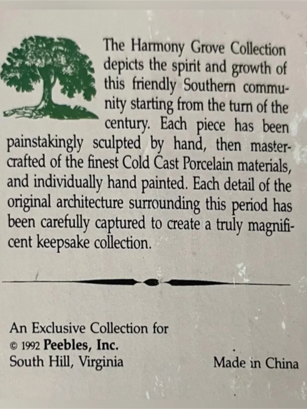 Miniature Vintage Harmony Grove Collection Merchants & Farmers Bank Vintage 1992